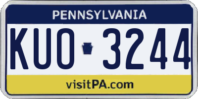 PA license plate KUO3244
