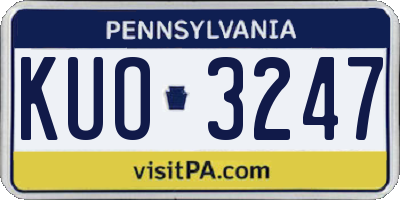 PA license plate KUO3247