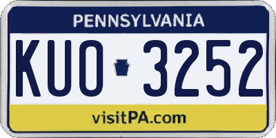 PA license plate KUO3252