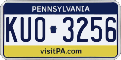 PA license plate KUO3256