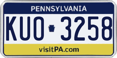 PA license plate KUO3258