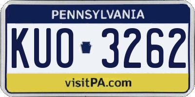 PA license plate KUO3262