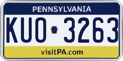 PA license plate KUO3263