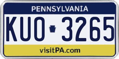 PA license plate KUO3265