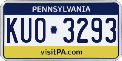 PA license plate KUO3293