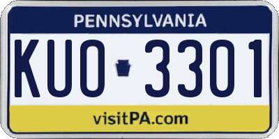 PA license plate KUO3301