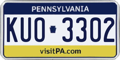 PA license plate KUO3302
