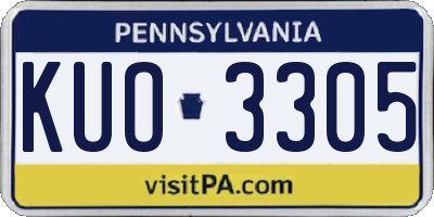 PA license plate KUO3305