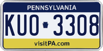 PA license plate KUO3308