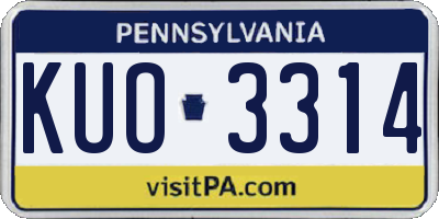 PA license plate KUO3314