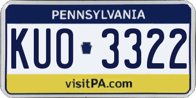 PA license plate KUO3322