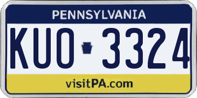 PA license plate KUO3324