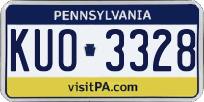 PA license plate KUO3328