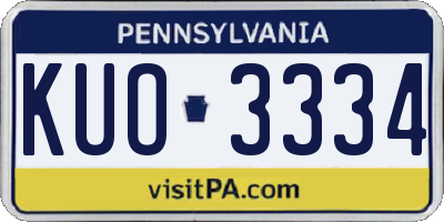 PA license plate KUO3334
