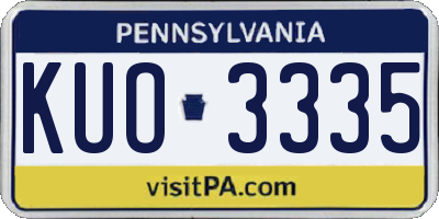 PA license plate KUO3335