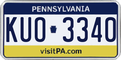 PA license plate KUO3340
