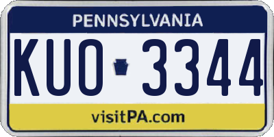 PA license plate KUO3344