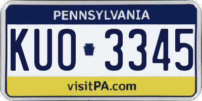 PA license plate KUO3345