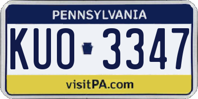 PA license plate KUO3347