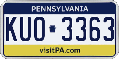 PA license plate KUO3363