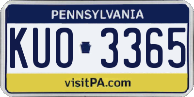 PA license plate KUO3365