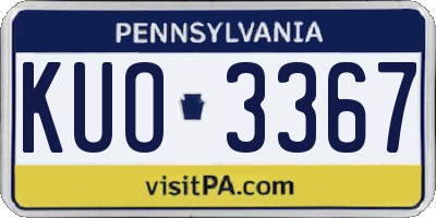 PA license plate KUO3367