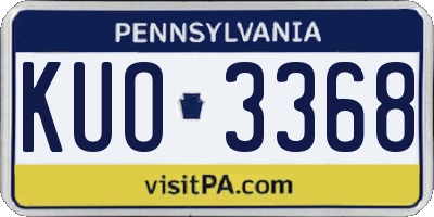PA license plate KUO3368