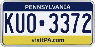 PA license plate KUO3372