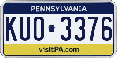 PA license plate KUO3376