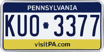 PA license plate KUO3377