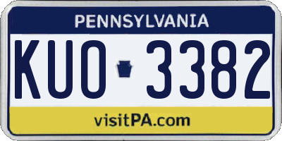 PA license plate KUO3382