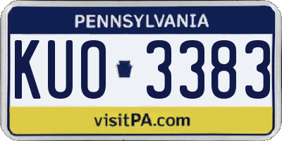 PA license plate KUO3383
