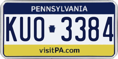 PA license plate KUO3384