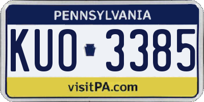 PA license plate KUO3385