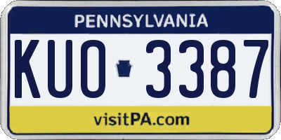 PA license plate KUO3387