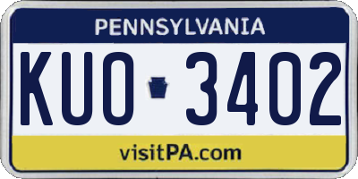 PA license plate KUO3402