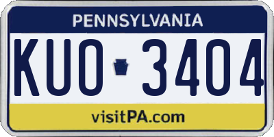 PA license plate KUO3404