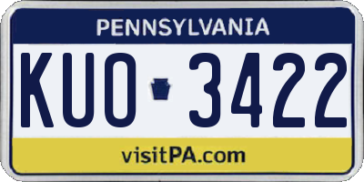 PA license plate KUO3422