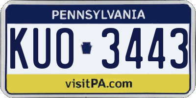 PA license plate KUO3443