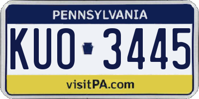 PA license plate KUO3445