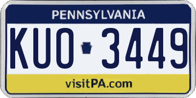 PA license plate KUO3449