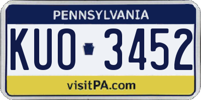 PA license plate KUO3452
