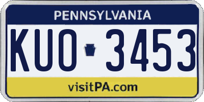 PA license plate KUO3453
