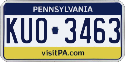 PA license plate KUO3463