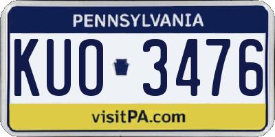PA license plate KUO3476