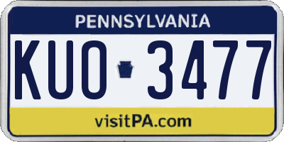 PA license plate KUO3477