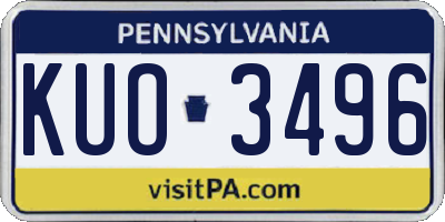 PA license plate KUO3496