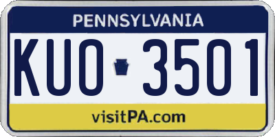 PA license plate KUO3501