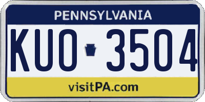 PA license plate KUO3504