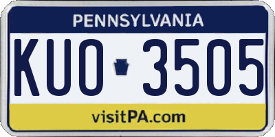 PA license plate KUO3505